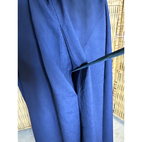 Bloomchic Dress Solid Keyhole‎ Round Neck Pocket Lace Sleeves Navy - Picture 8 of 13